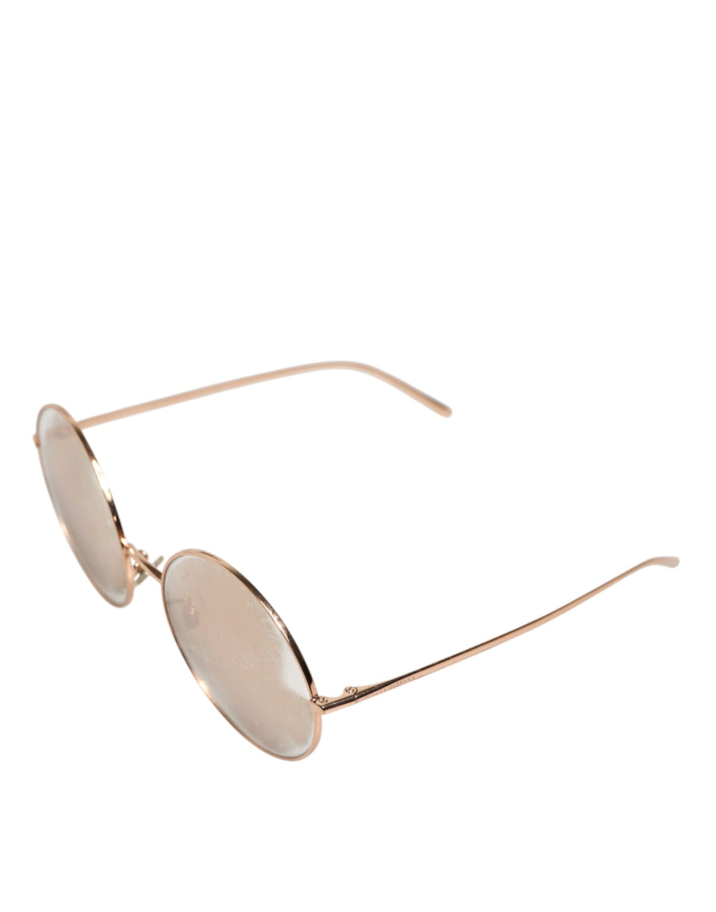 Lunettes de soleil Dolce & Gabbana avec monture ronde plaquée or rose et verres de soleil, élégantes et tendance.