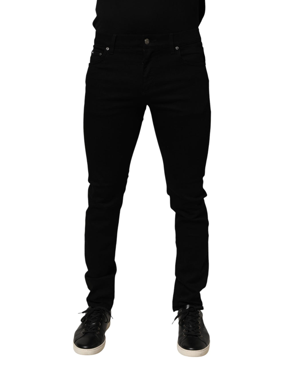 Jeans homme Slim Fit en coton stretch noir de Dolce & Gabbana, coupe ajustée et tendance, en denim durable.