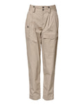 Pantalon cargo beige en coton pour homme de Dolce & Gabbana, coupe tapered, avec poches pratiques et détails modernes.