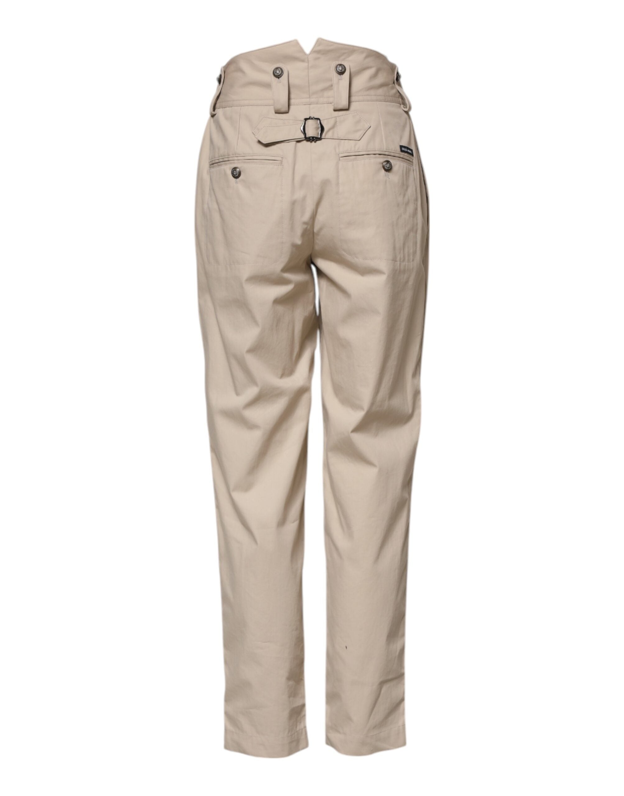 Pantalon cargo beige en coton pour homme de Dolce & Gabbana, coupe tapered, mode décontractée et élégante.