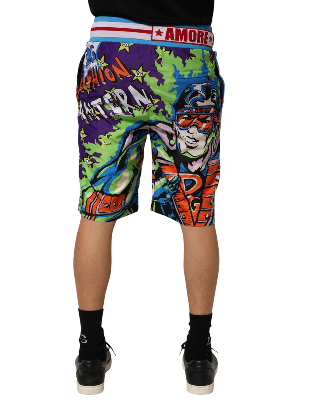 Shorts bermuda pour hommes Dolce & Gabbana Captain Sicily multicolores, motif coloré et élégant, en tissu léger.