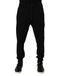 Pantalon de jogging en coton noir Dolce & Gabbana avec logo DG, style décontracté et confort, à la silhouette ajustée.