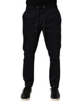 Pantalon jogger homme noir Dolce & Gabbana à taille mi-haute avec cordon de serrage, style décontracté et moderne