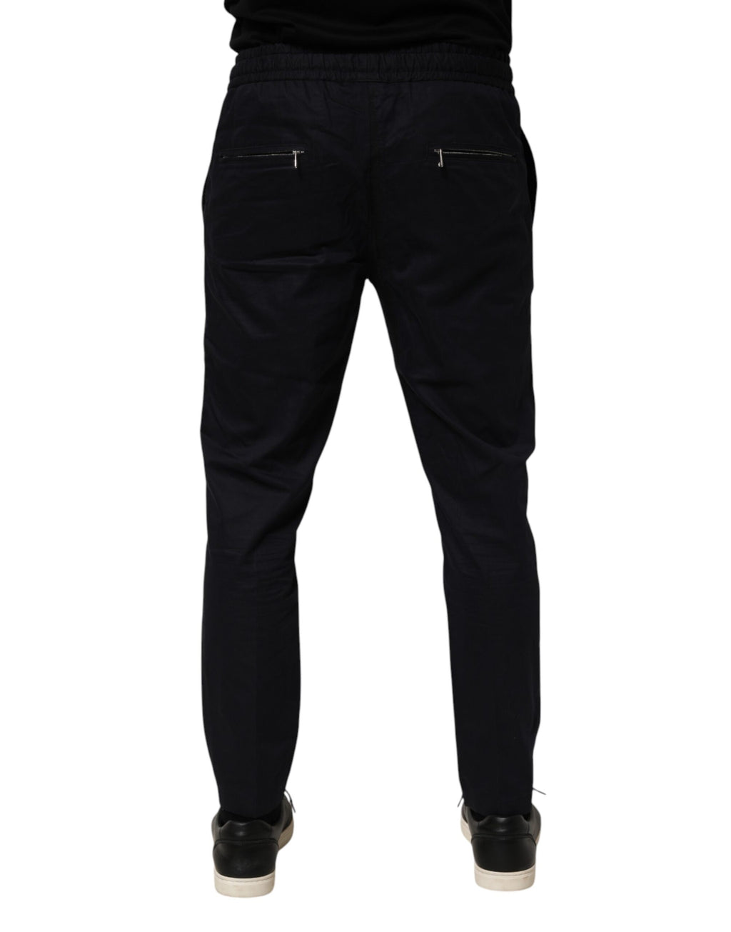 Pantalon jogger homme Dolce & Gabbana noir à taille mi-haute avec cordon de serrage, style décontracté et moderne.