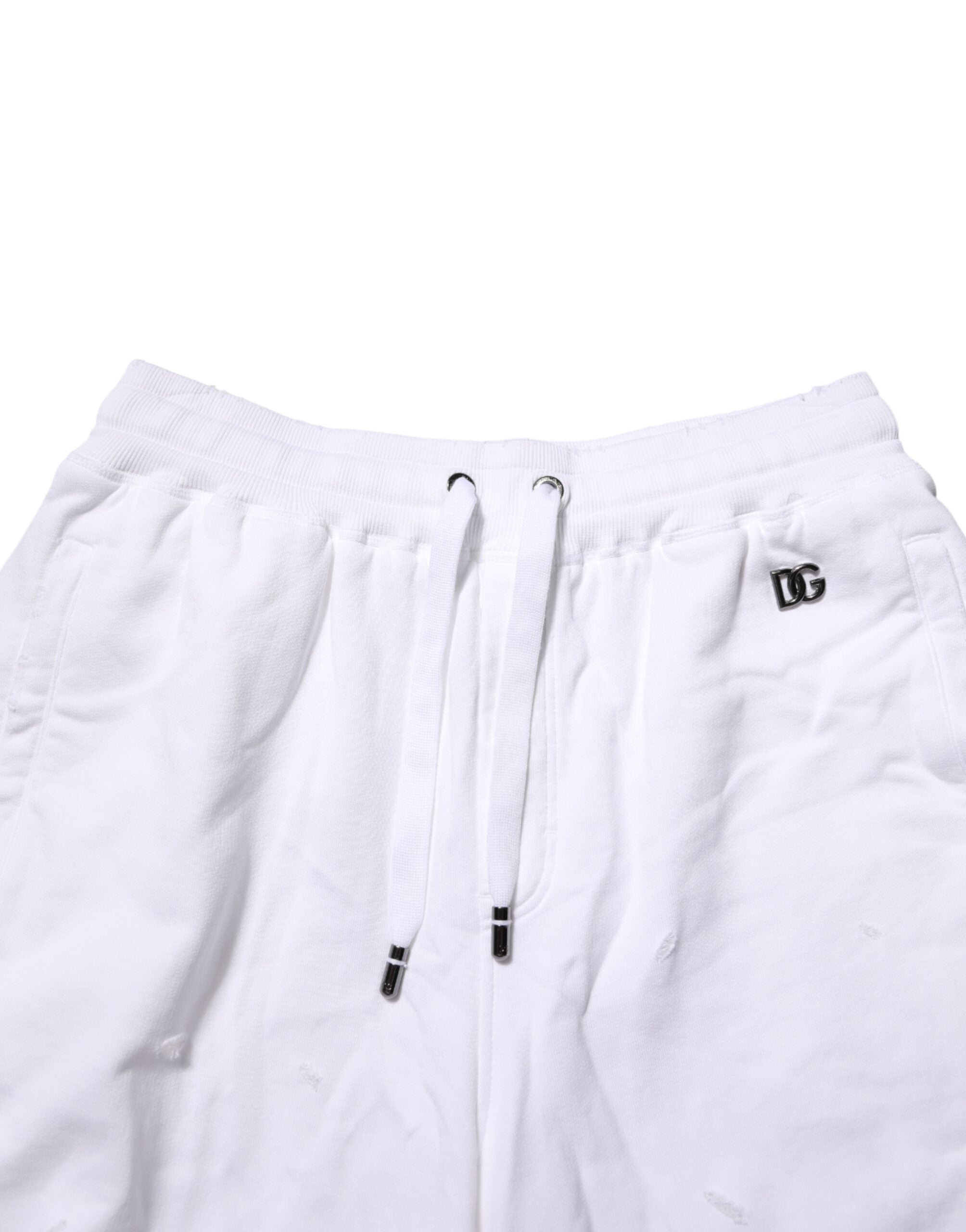 Shorts bermuda pour homme Dolce & Gabbana en coton blanc délavé, style décontracté et tendance.