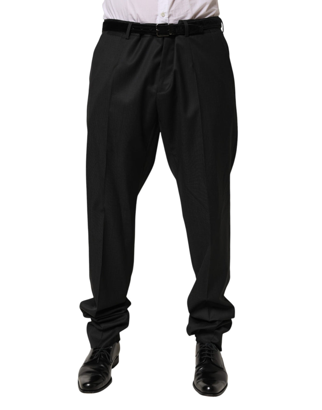 Pantalon homme Dolce & Gabbana en laine noire, pantalon formel élégant pour occasions professionnelles ou formelles.