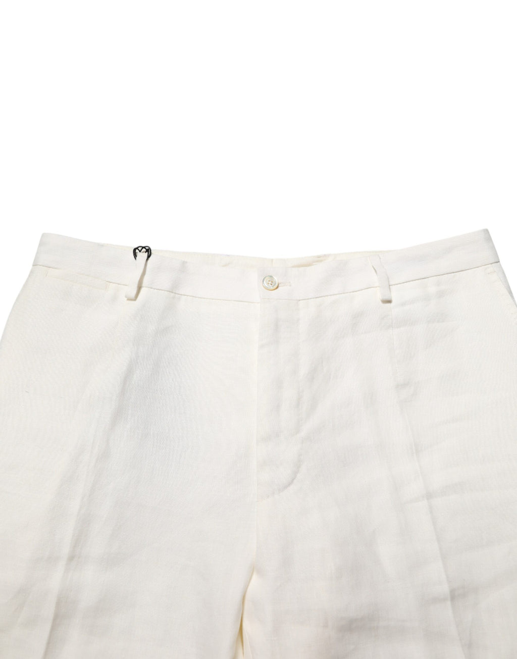 Pantalon formel en lin blanc pour homme de Dolce & Gabbana, pantalon élégant avec coupe classique, tissu léger et sophistiqué.
