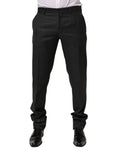 Pantalon formel en laine noire Dolce & Gabbana pour homme, style élégant et finition soignée.