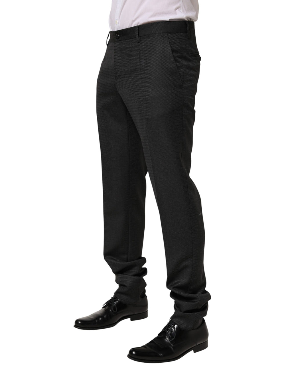 Pantalon formel en laine noire Dolce & Gabbana pour homme, pantalon élégant et classique, vue de face.