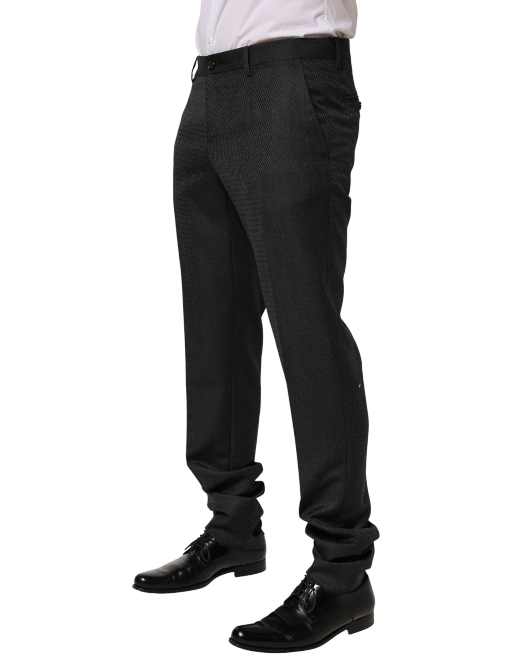 Pantalon formel en laine noire Dolce & Gabbana pour homme, pantalon élégant et classique, vue de face.
