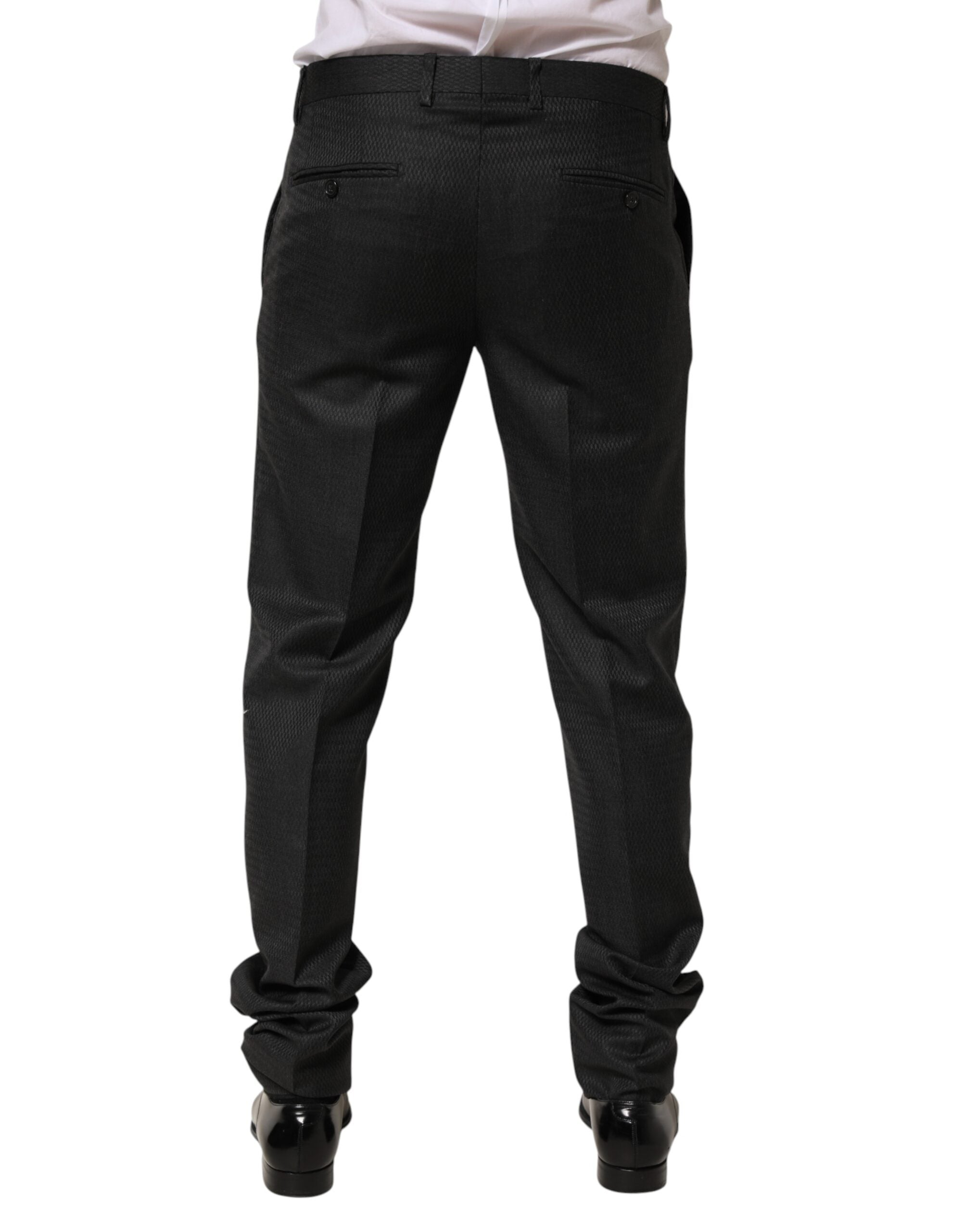 Pantalon formel en laine noire Dolce & Gabbana pour homme, style élégant et classique.