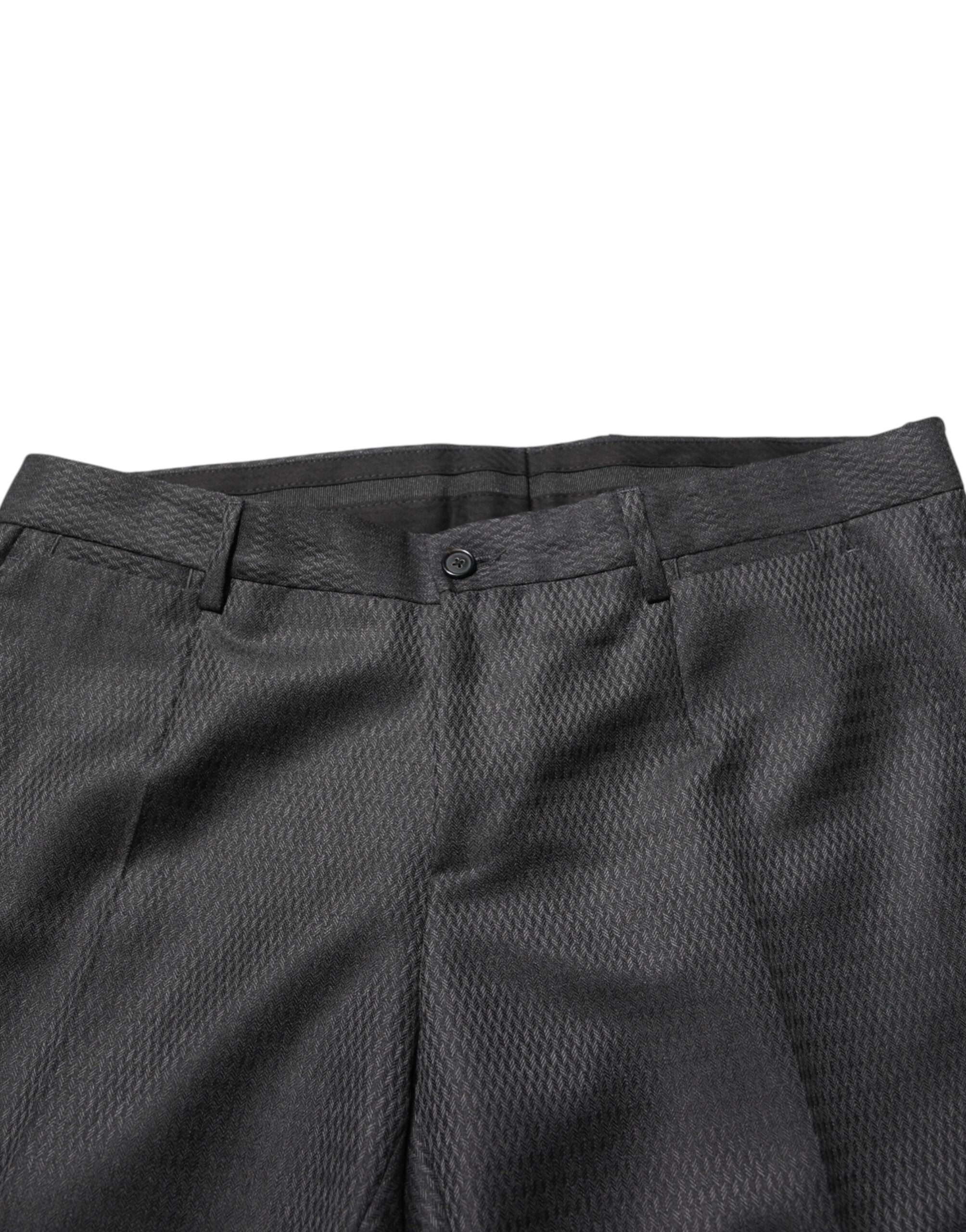 Pantalon formel en laine noire Dolce & Gabbana pour homme, pantalon élégant avec coupe sophistiquée.