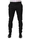 Pantalon formel noir en coton Dolce & Gabbana pour homme, pantalon élégant avec coupe classique et détails sophistiqués.