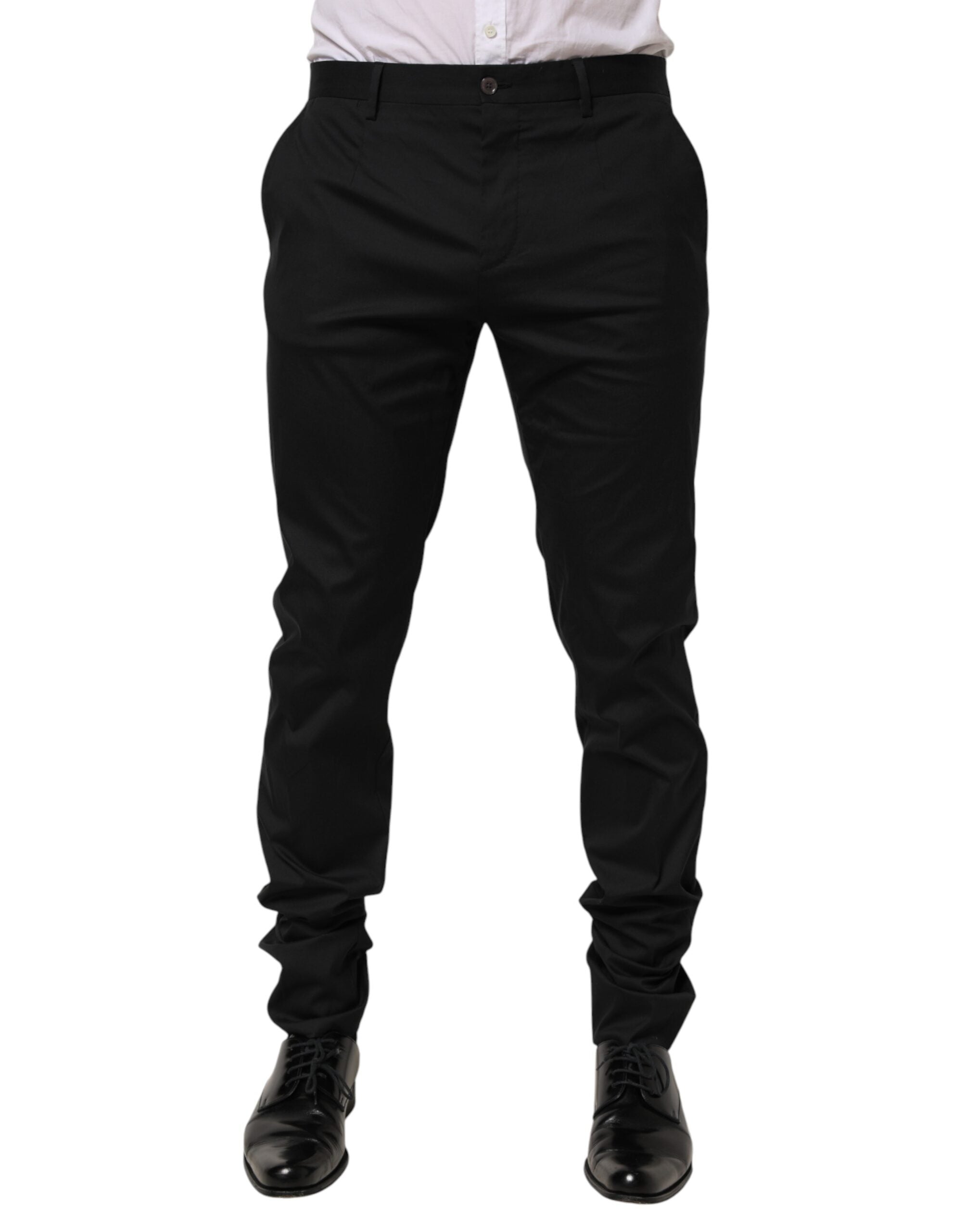 Pantalon homme Dolce & Gabbana en coton noir pour tenue formelle, style élégant et classique.