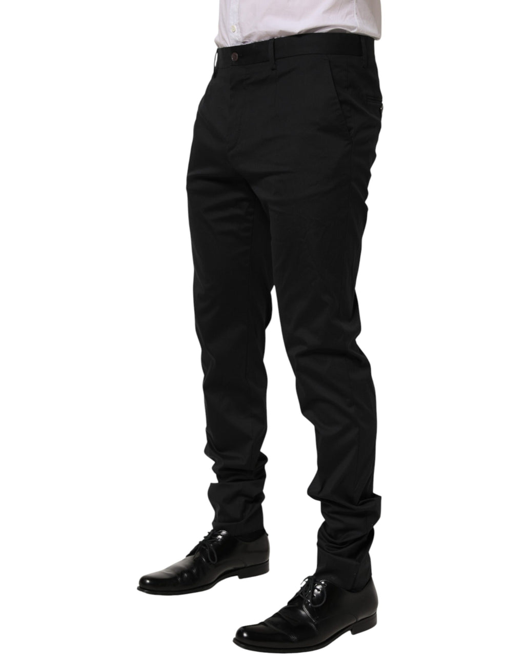 Pantalon homme Dolce & Gabbana en coton noir, costume formel élégant, pantalon de costume sophistiqué pour occasions spéciales.