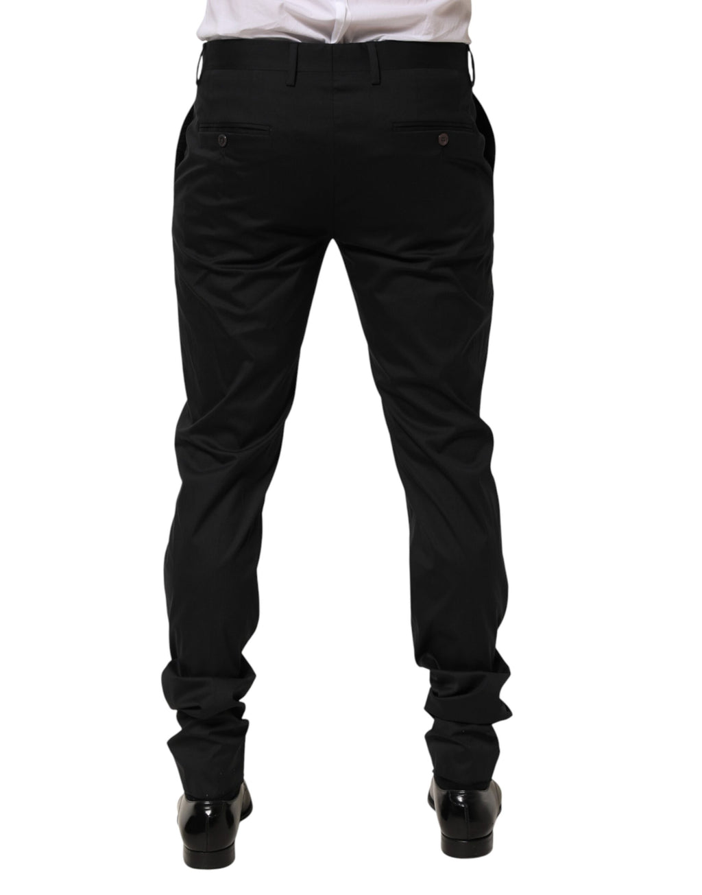 Pantalon formel en coton noir de la marque Dolce & Gabbana pour homme, pantalon élégant et classique.