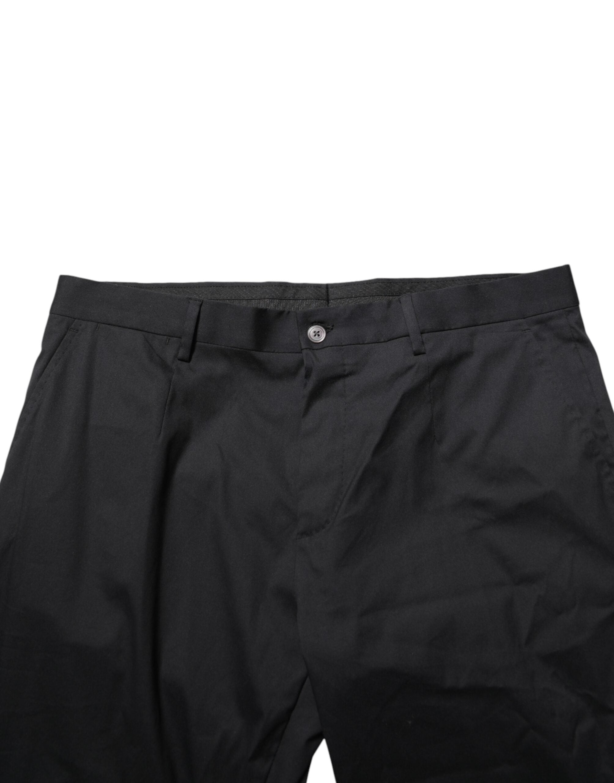 Pantalon formel en coton noir Dolce & Gabbana pour homme, pantalon élégant et classique avec une coupe ajustée.
