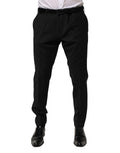 Pantalon formel en laine noire de Dolce & Gabbana pour homme, pantalon élégant avec coupe classique.