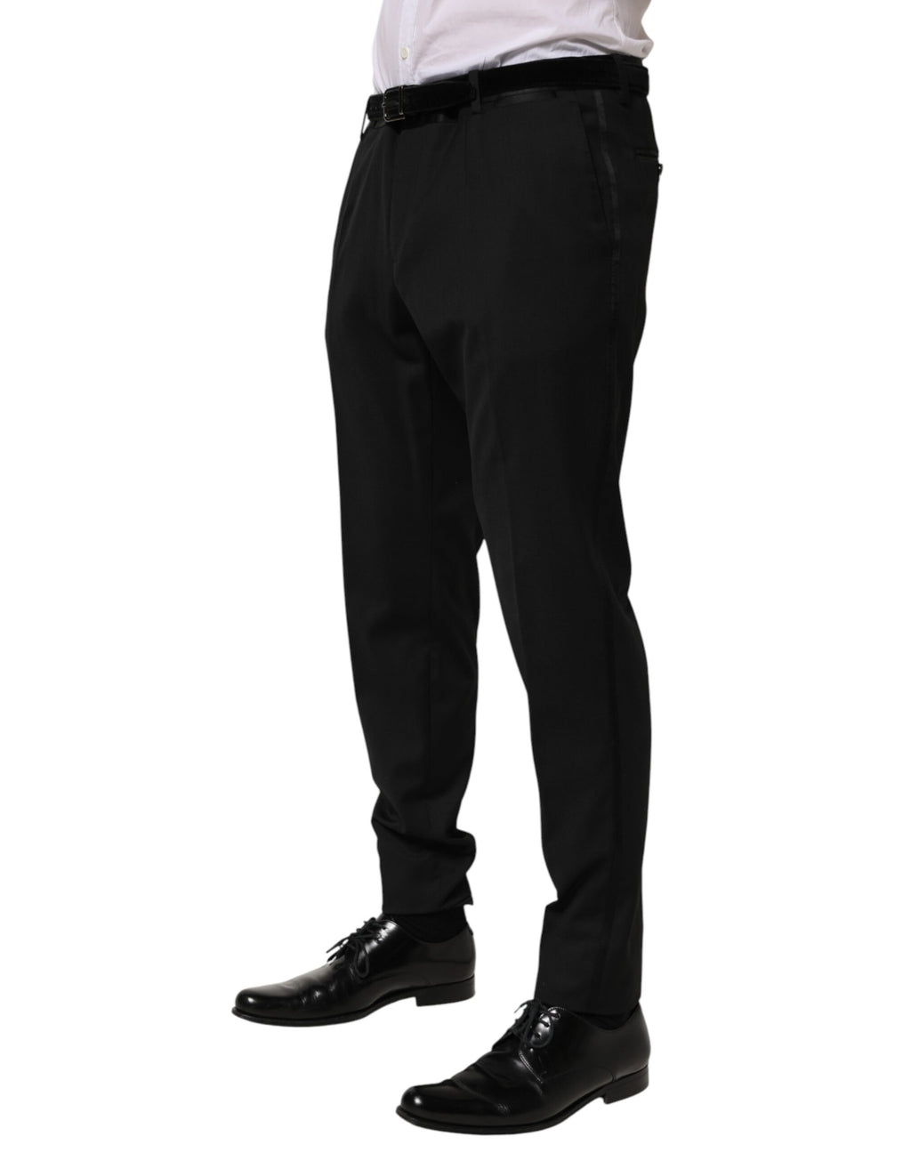 Pantalon formel en laine noire de Dolce & Gabbana pour homme, pantalon élégant et sophistiqué.