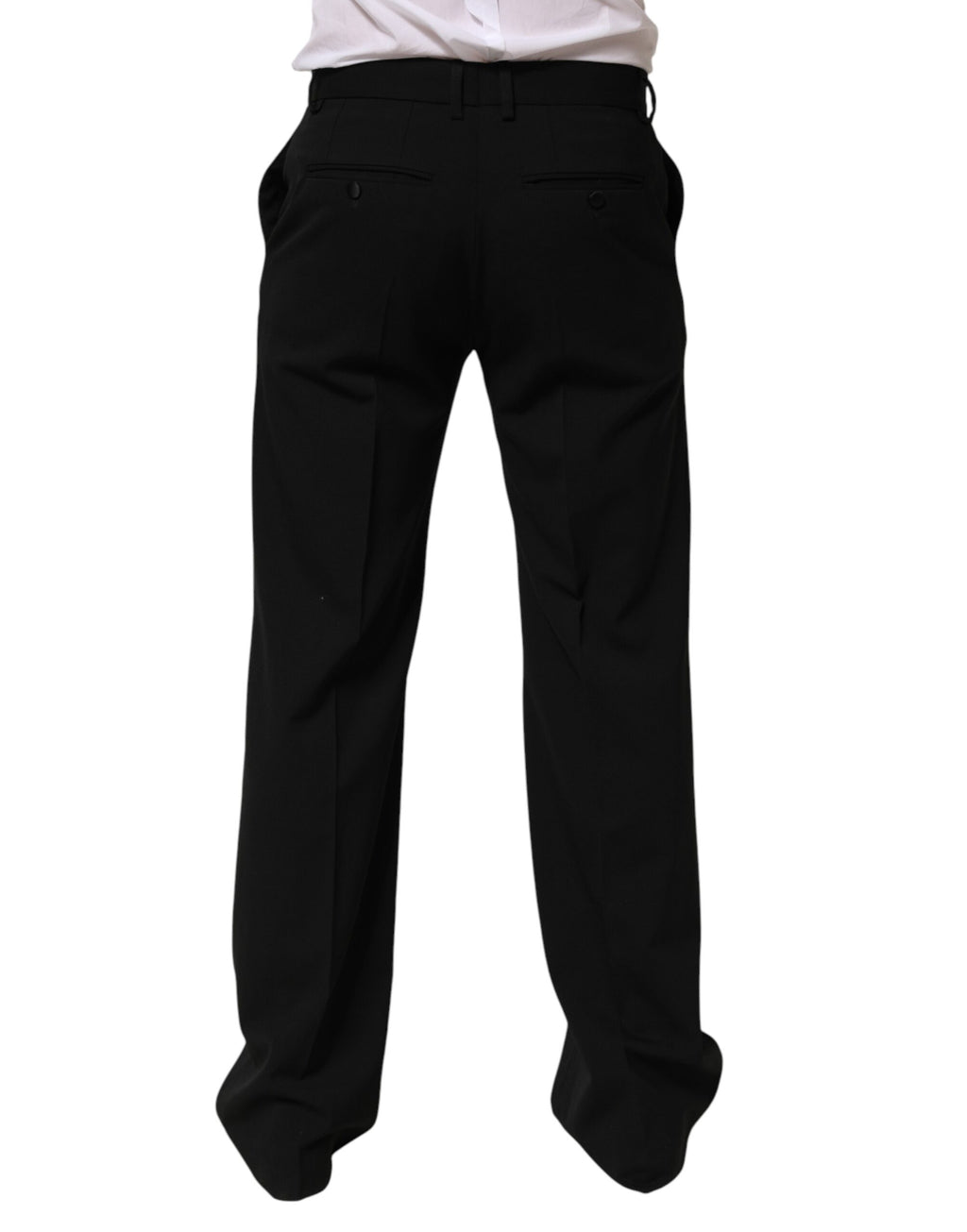 Pantalon formel noir en laine pour homme de Dolce & Gabbana, coupe élégante et tissu de haute qualité.