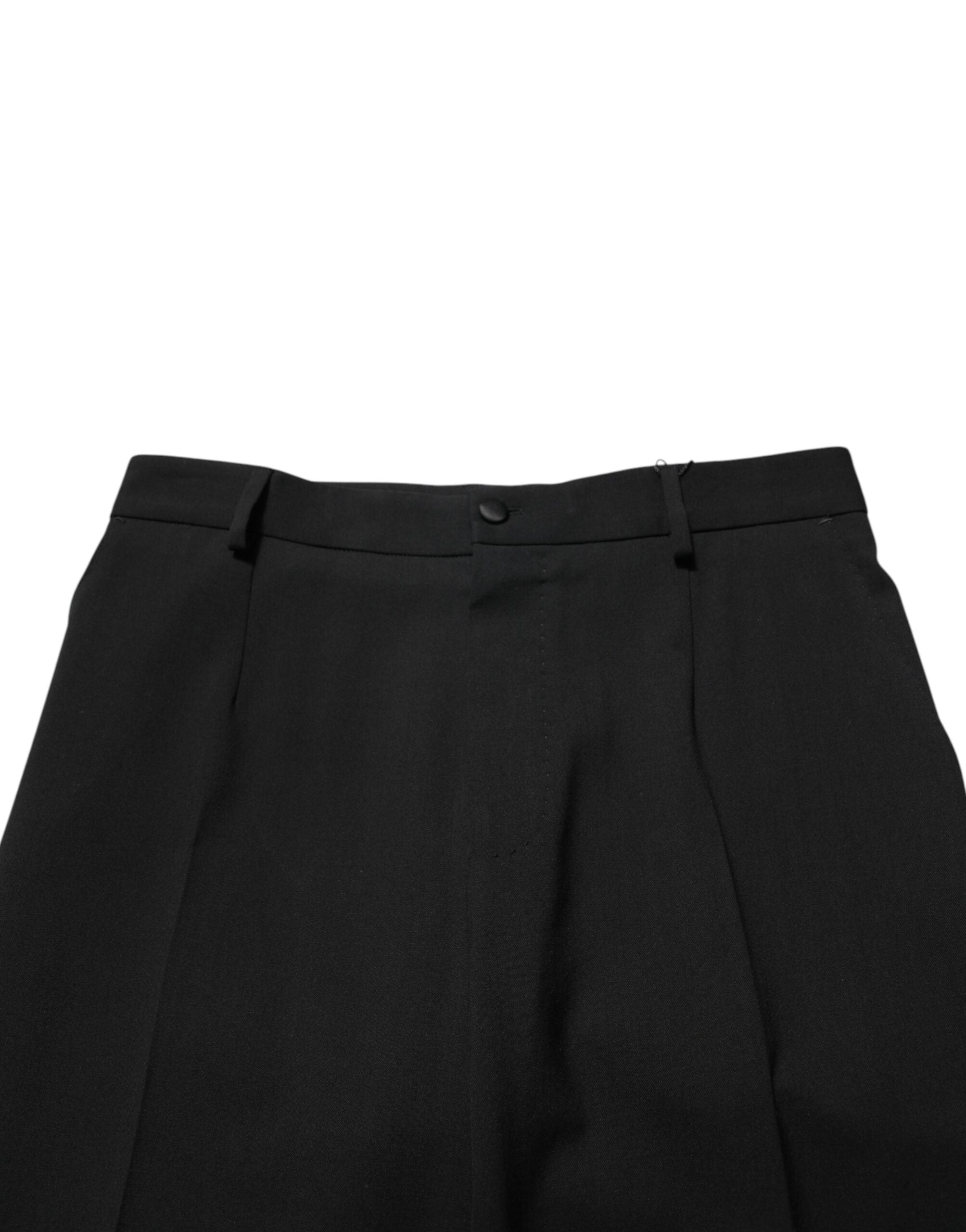 Pantalon formel noir en laine Dolce & Gabbana pour homme, pantalon élégant avec coupe classique et détails sophistiqués.