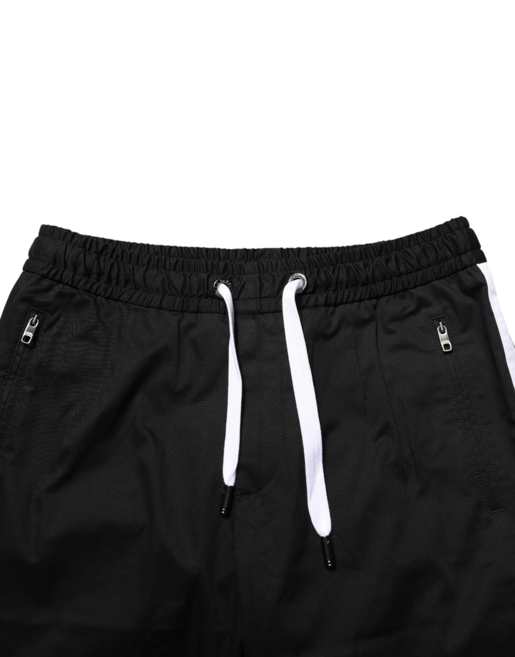 Shorts bermuda pour homme en coton stretch noir de la marque Dolce & Gabbana, vue de face.
