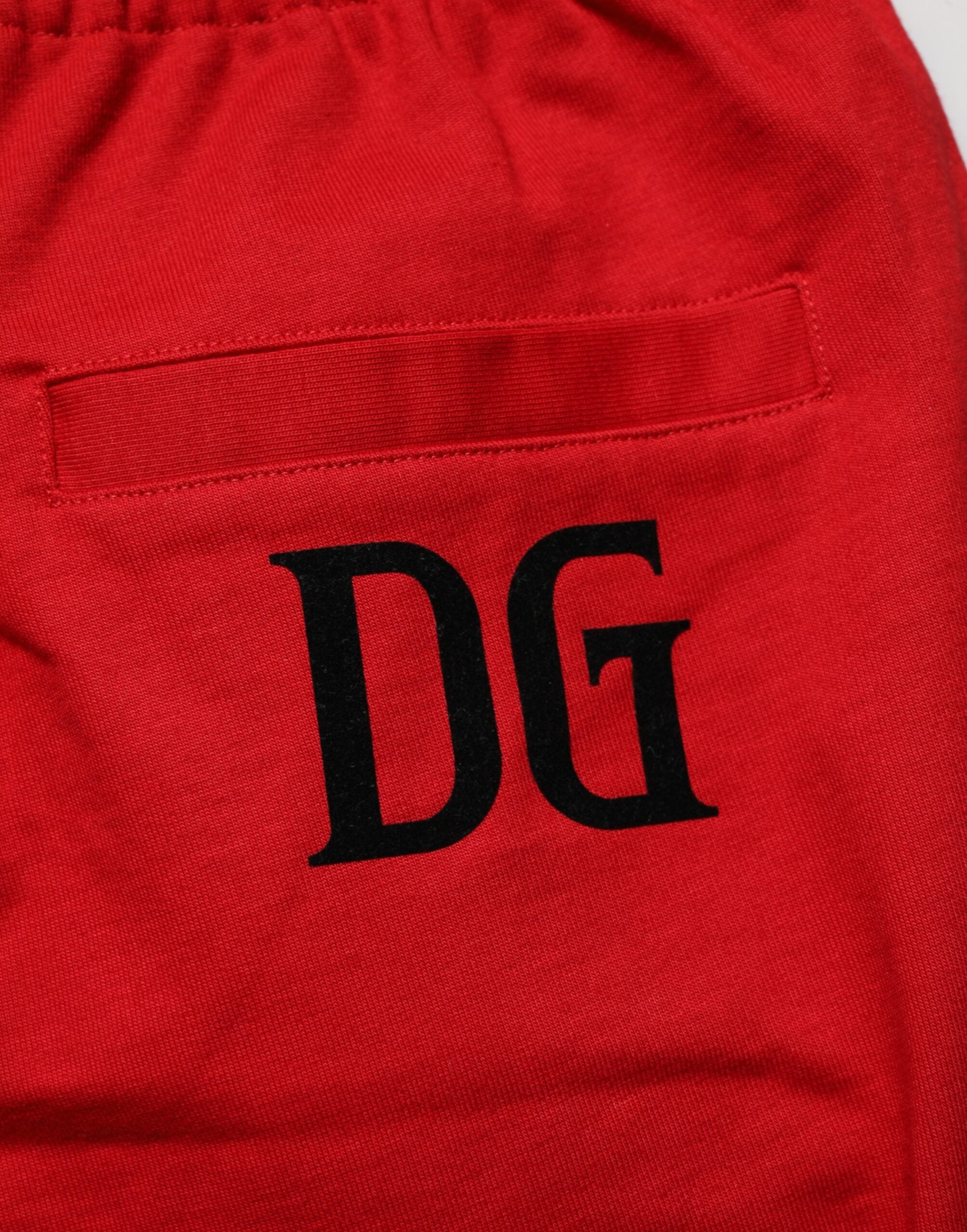 Pantalons bermuda en coton rouge Dolce & Gabbana, taille mi-hauteur avec cordon de serrage, style décontracté.