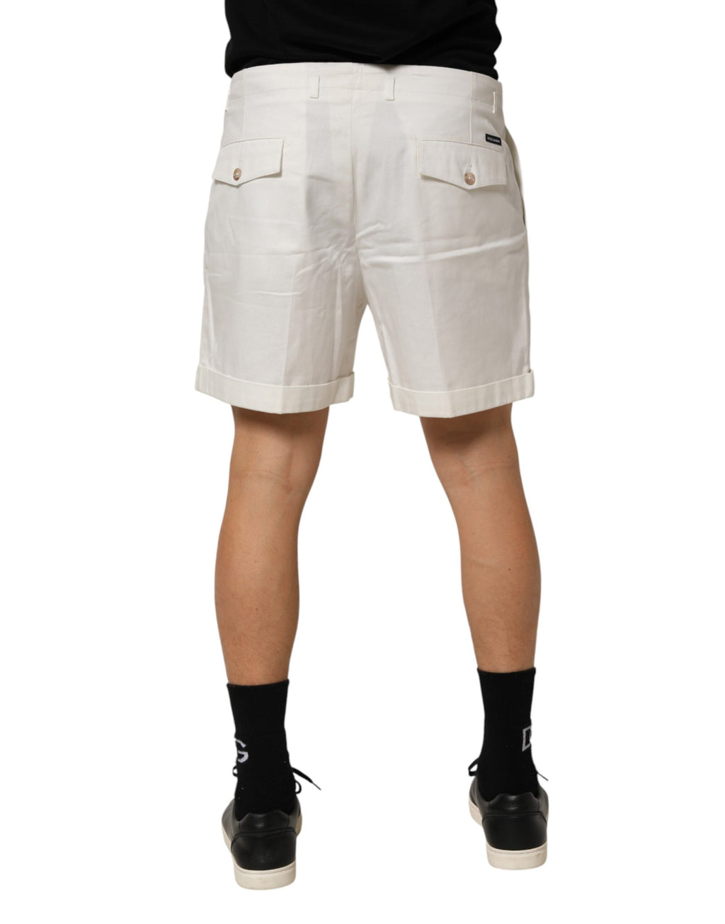 Shorts bermuda pour homme en coton blanc de Dolce & Gabbana, taille mi-hauteur, style décontracté et élégant.