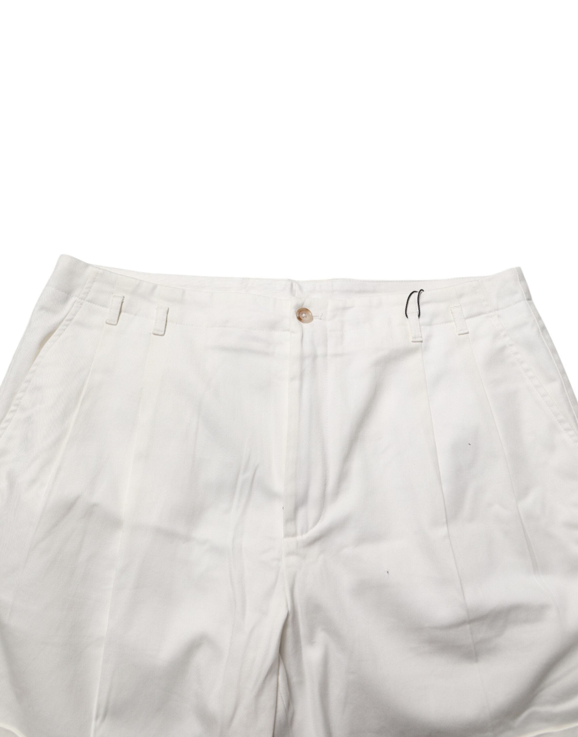 Shorts bermuda pour homme en coton blanc de Dolce & Gabbana, taille mi-haute, mode décontractée et élégante.