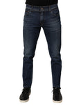 Jeans slim en coton stretch bleu pour homme de Dolce & Gabbana, coupe skinny, détails en denim.