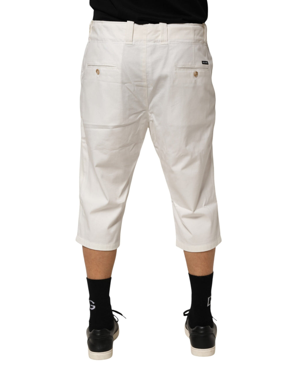 Pantalon cropped en coton stretch blanc de Dolce & Gabbana, pantalon élégant pour femme, vue de devant