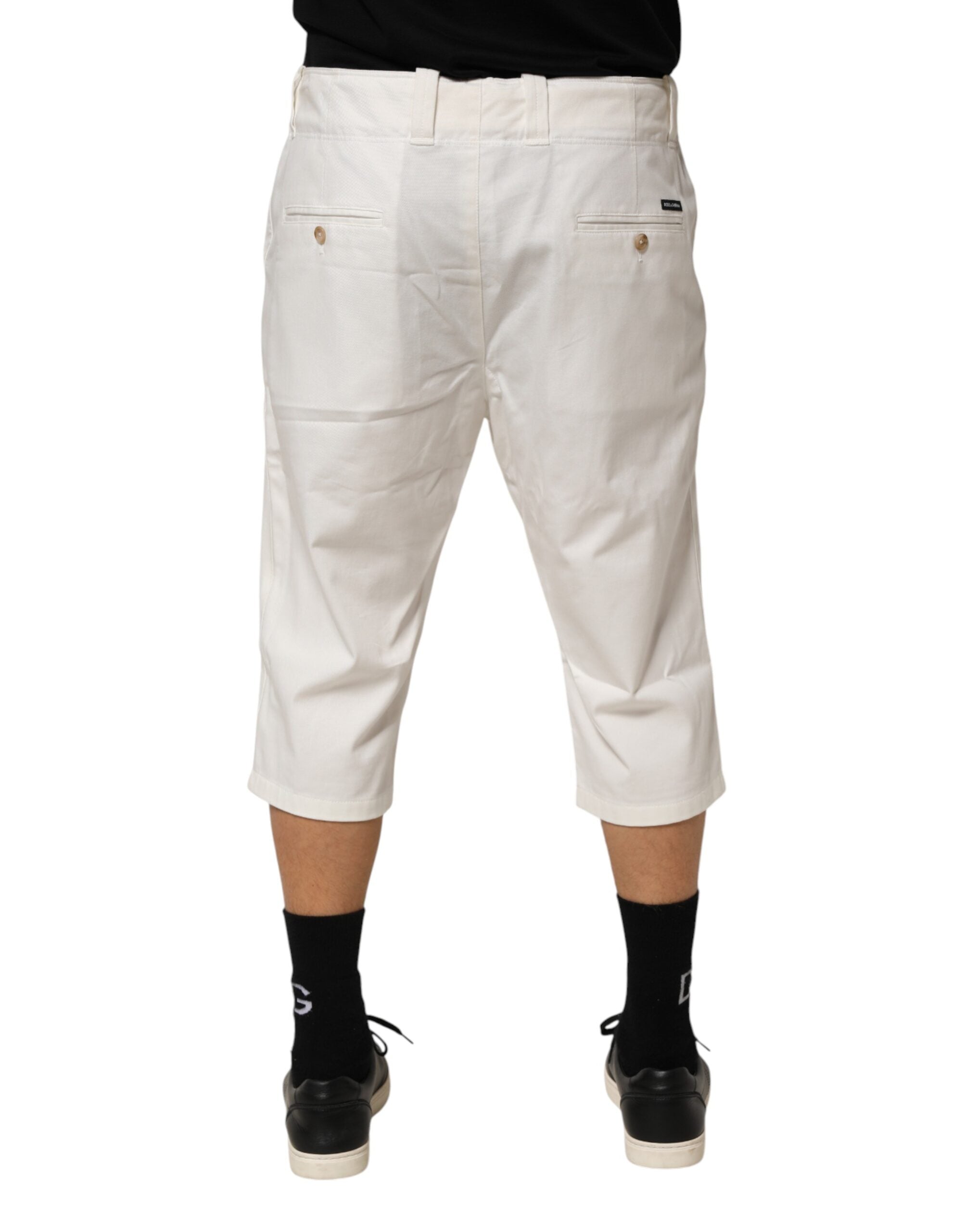 Pantalon cropped en coton stretch blanc de Dolce & Gabbana, pantalon élégant pour femme, vue de devant