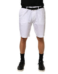 Pantalons bermuda pour homme Dolce & Gabbana en coton blanc extensible, style élégant et décontracté.