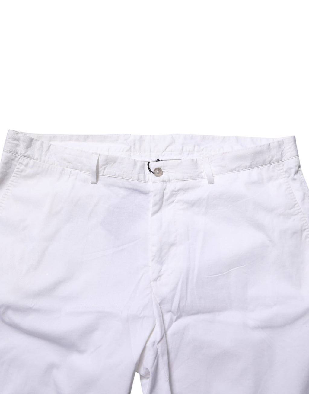 Pantalons bermuda pour homme en coton stretch blanc Dolce & Gabbana, coupe élégante et confortable, visibles sur l'image.