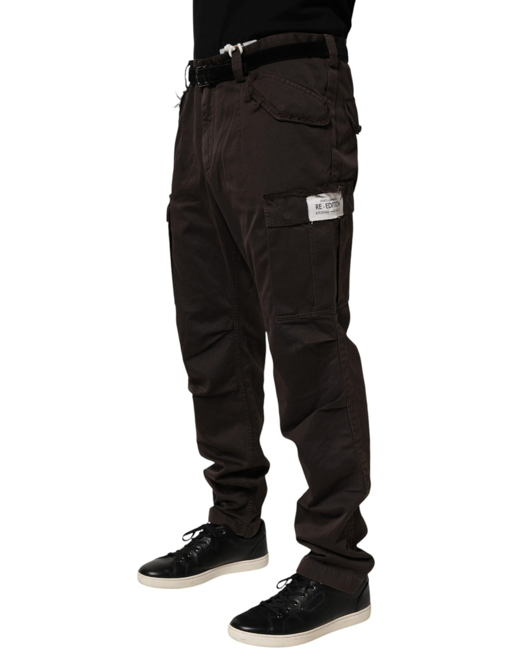 Pantalon cargo pour homme en coton marron Dolce & Gabbana Re-Edition, style décontracté et tendance.