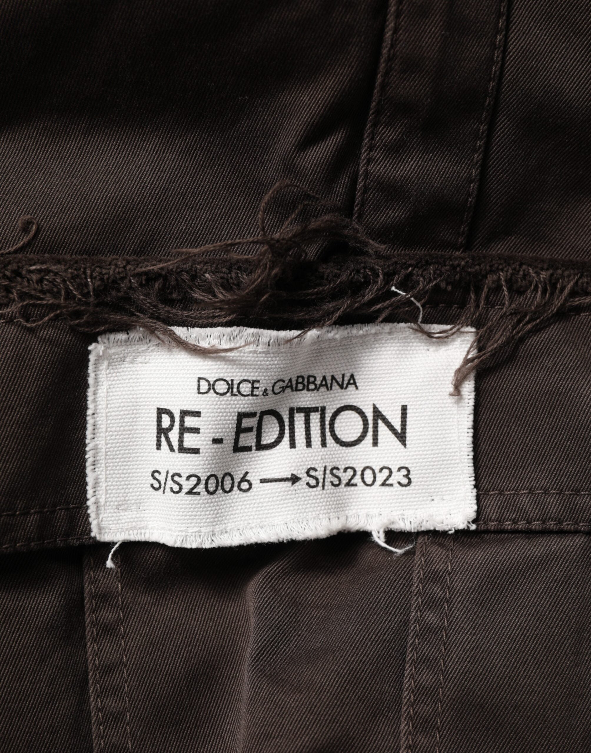 Pantalon cargo pour homme en coton marron de la collection Dolce & Gabbana Re-Edition, style décontracté et tendance.