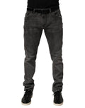 Jeans homme slim en coton gris foncé de Dolce & Gabbana, denim skinny avec détails modernes et coupe ajustée.