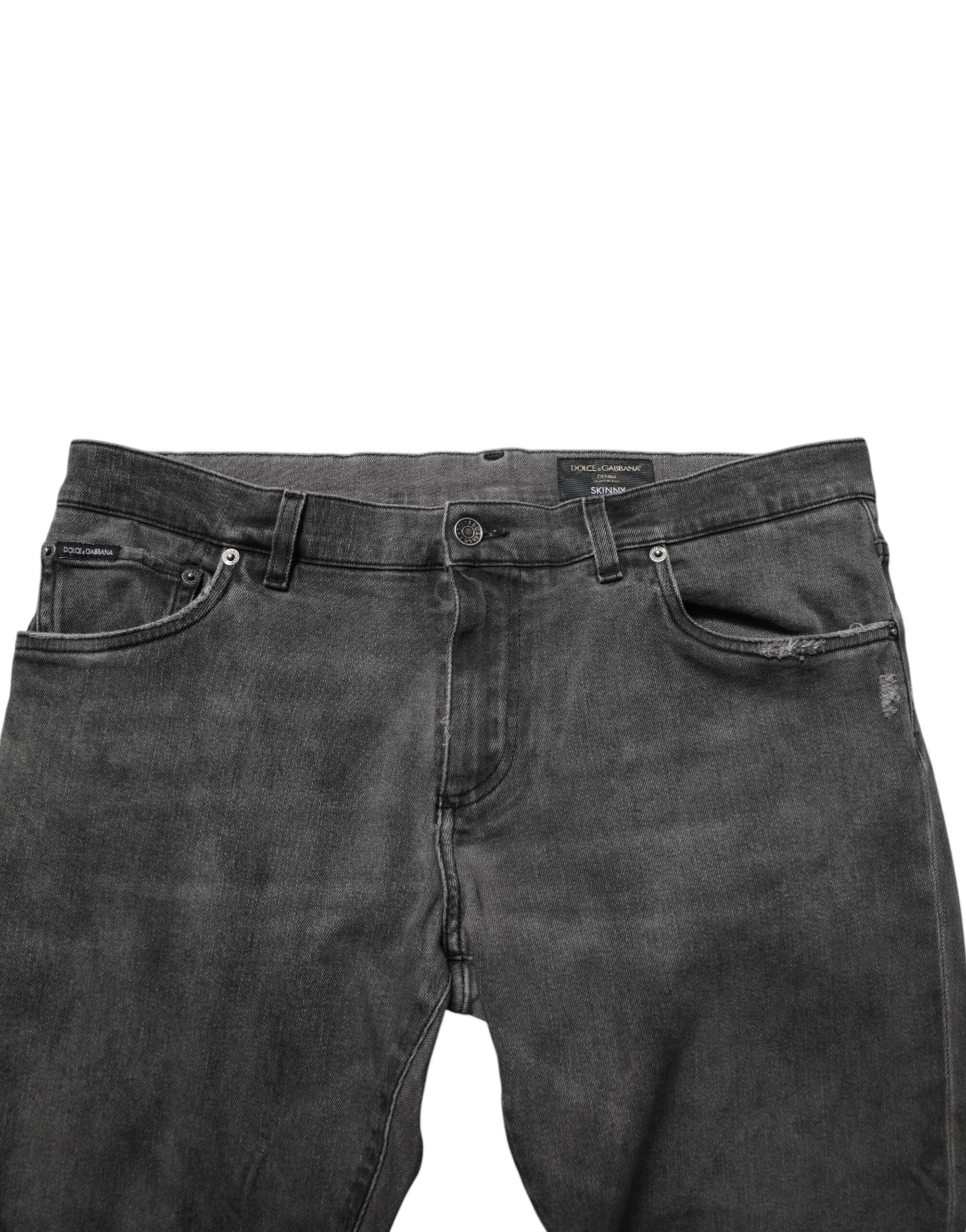 Jeans slim en coton gris foncé de Dolce & Gabbana pour homme, coupe ajustée et détails classiques en denim.