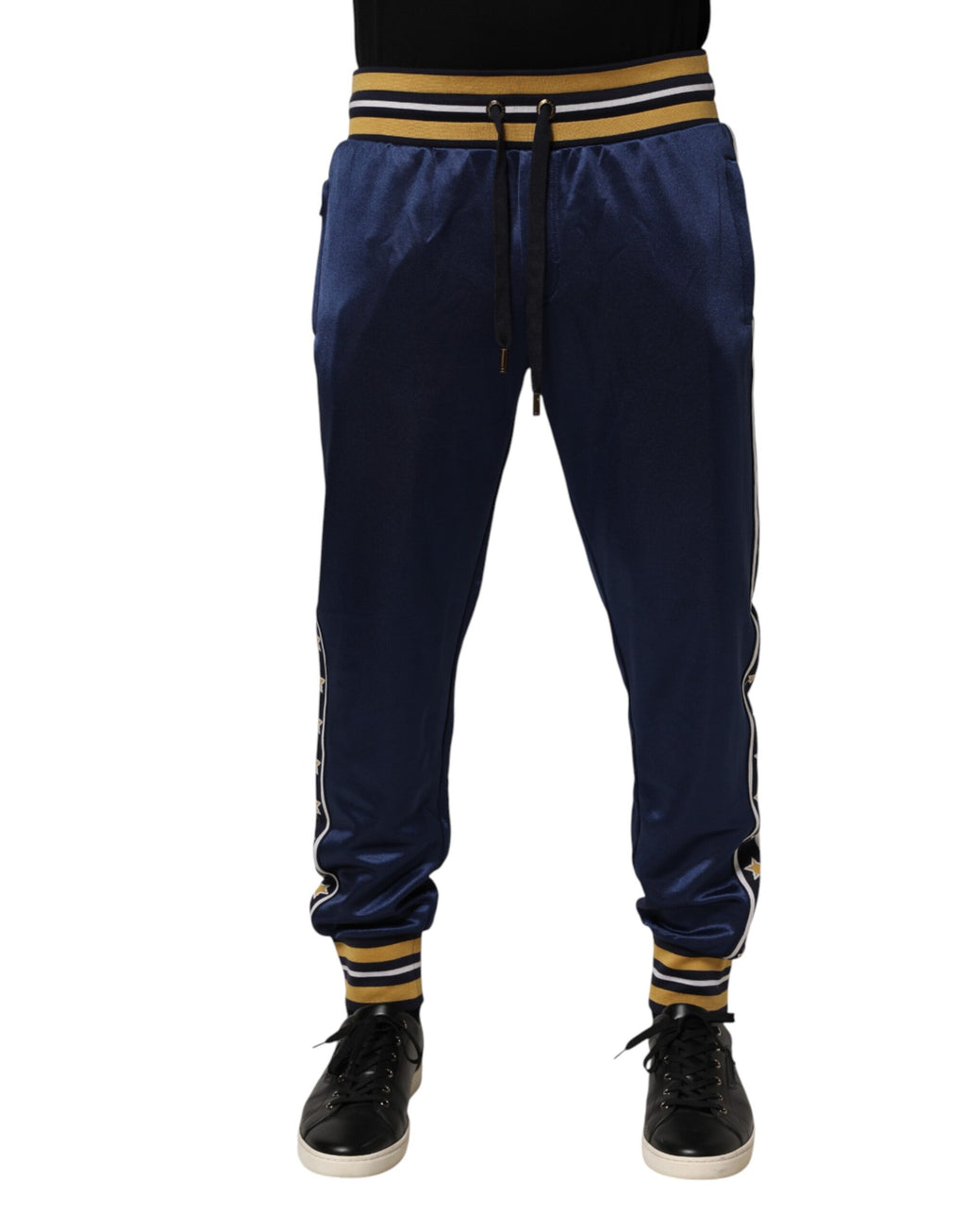 Pantalon jogging en nylon bleu de Dolce & Gabbana, taille mi-haute, style décontracté et moderne.