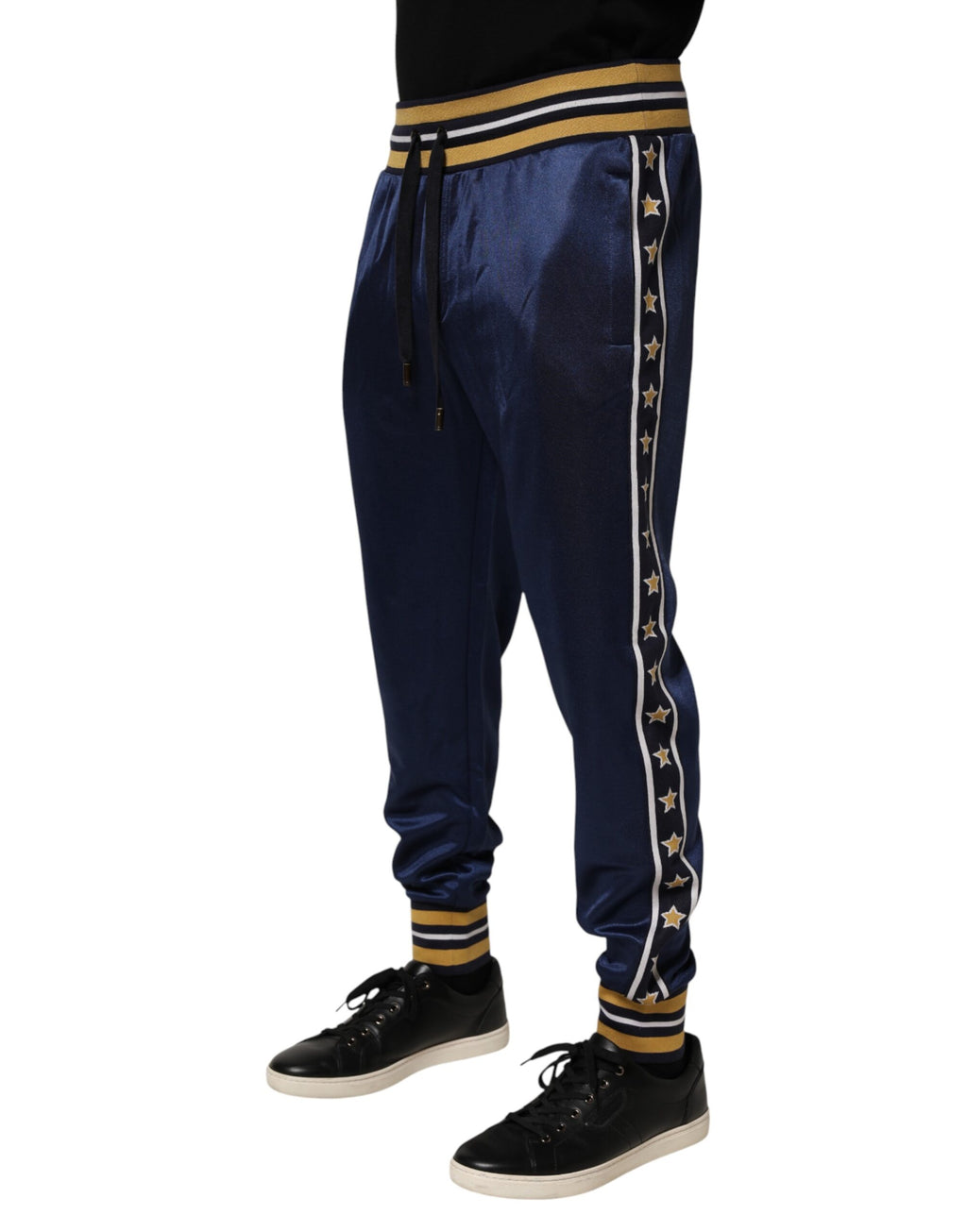 Pantalon jogging en nylon bleu Dolce & Gabbana, taille mi-haute, style décontracté et confortable.
