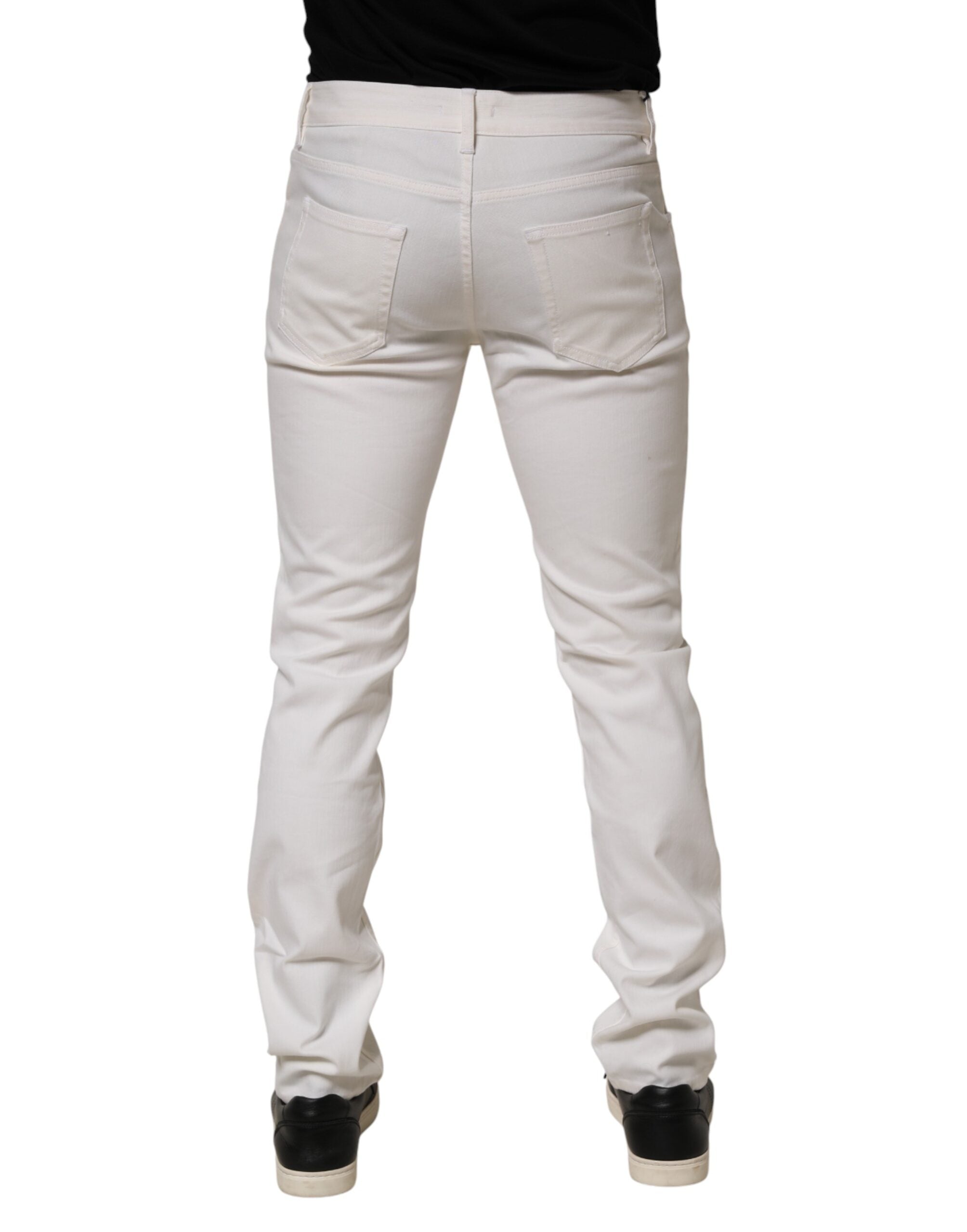 Jean skinny blanc Prada à taille moyenne, coupe ajustée et décontractée, en denim pour homme.