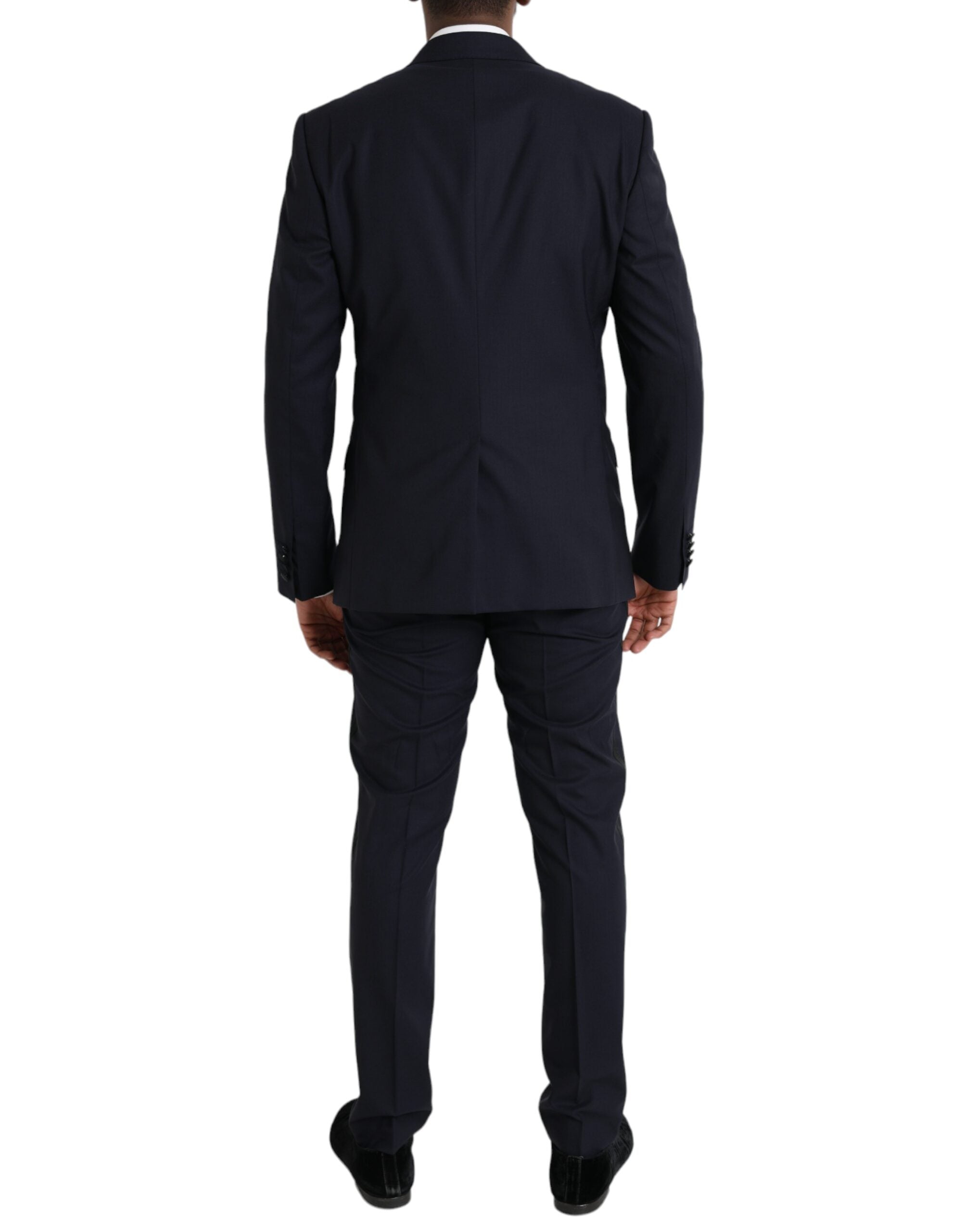 Costume homme en laine bleue Dolce & Gabbana MARTINI 3 pièces avec un bouton, élégant et sophistiqué.