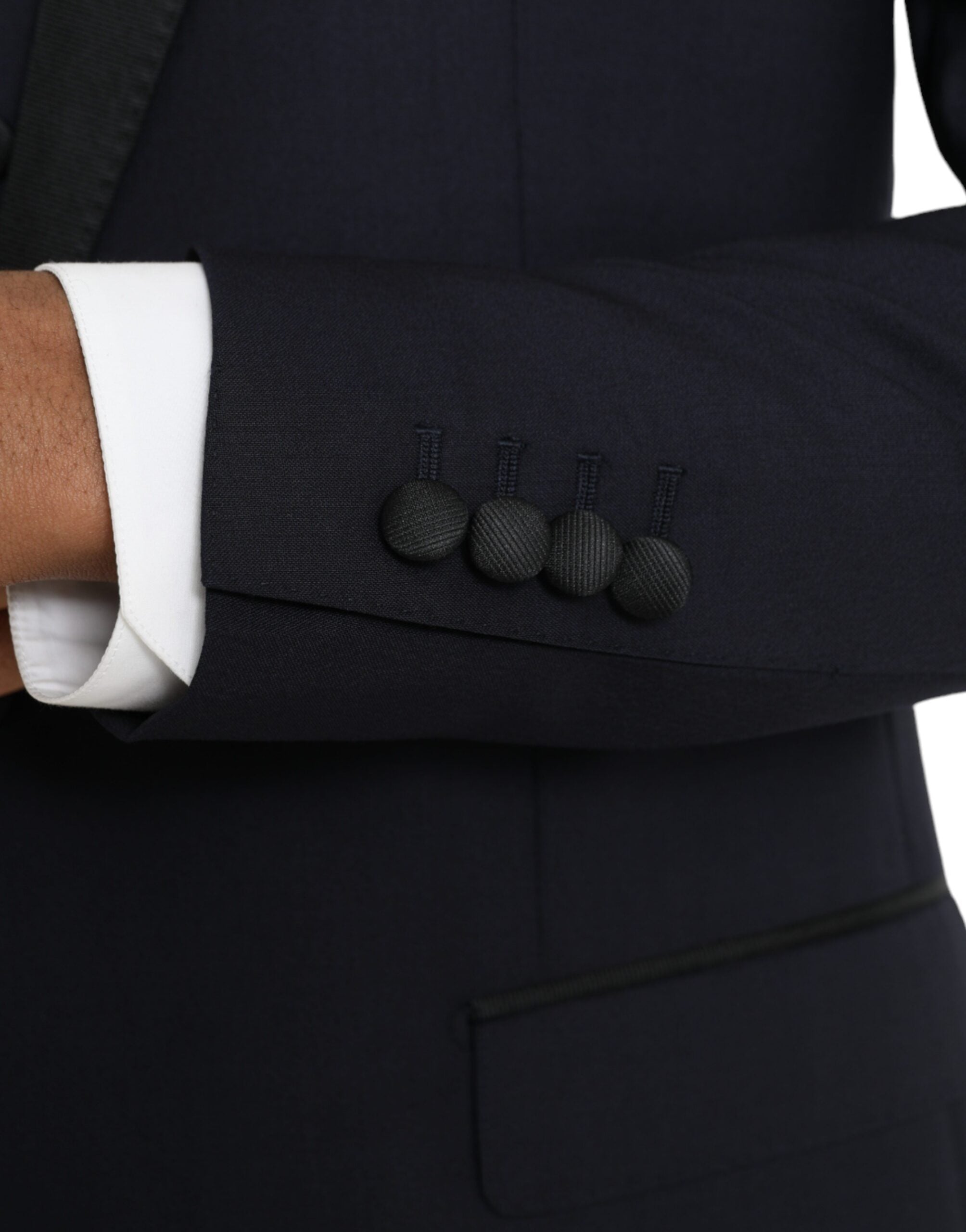 Costume homme en laine bleue Dolce & Gabbana MARTINI 3 pièces avec bouton unique, élégant et sophistiqué.