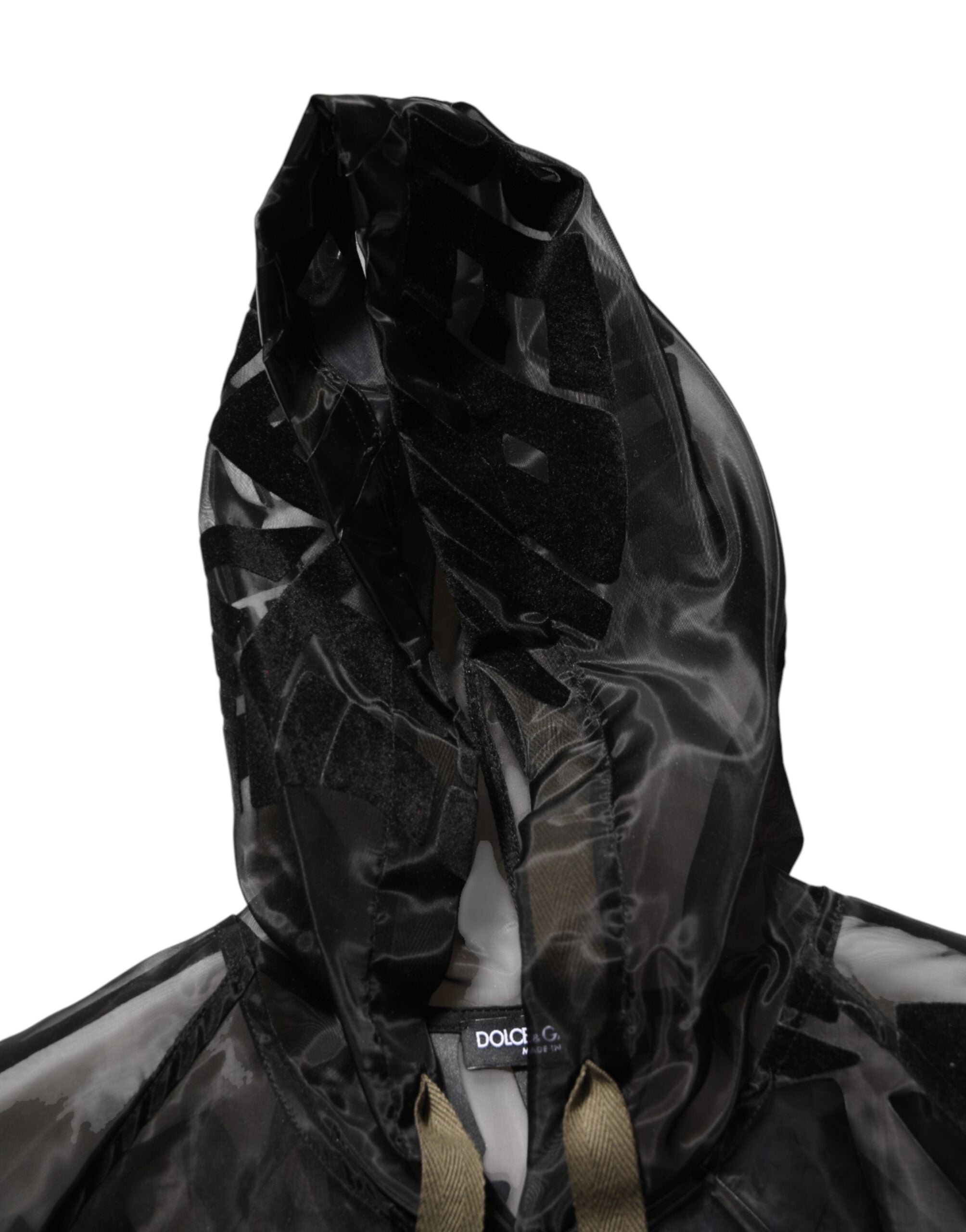 Sweat à capuche homme Dolce & Gabbana noir camouflage avec zip complet, look décontracté et style moderne.