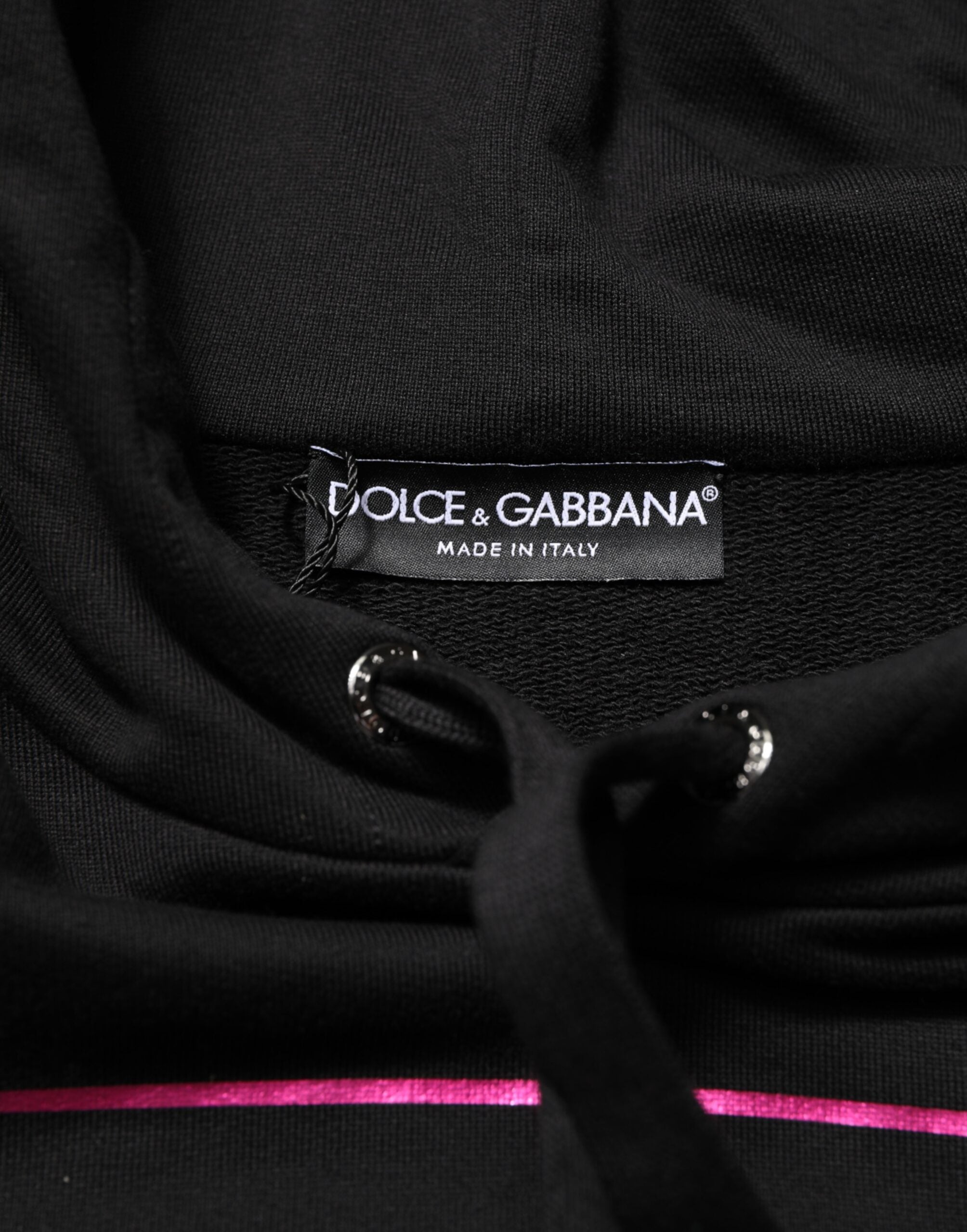 Sweat à capuche pour homme Dolce & Gabbana noir avec imprimé, maille confortable et design élégant.