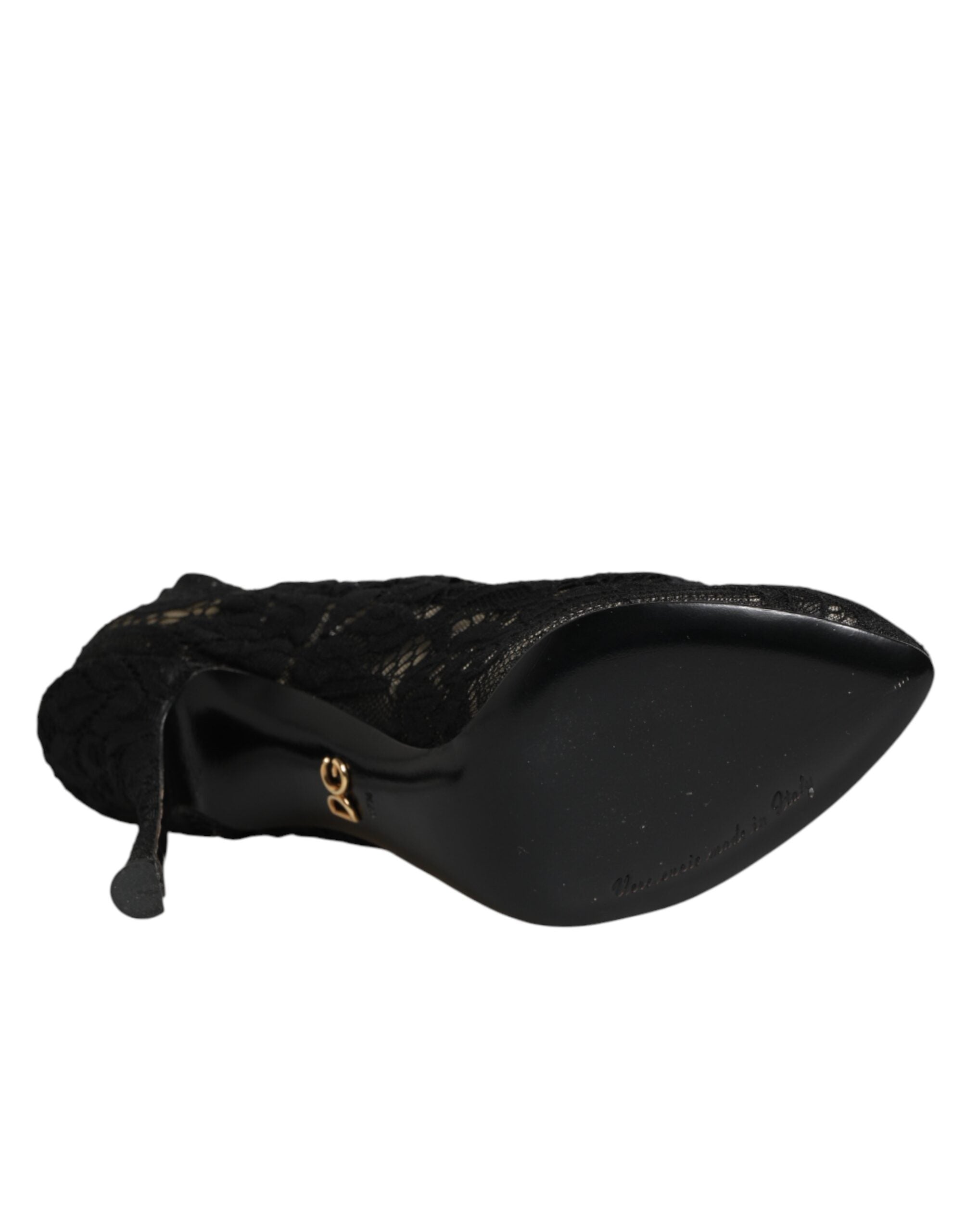 Chaussures Dolce & Gabbana Taormina en noir avec lacets, bottines en lace, style élégant et sophistiqué.