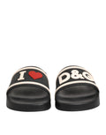 Sandales de plage en caoutchouc noir Dolce & Gabbana, chaussures confortables et élégantes pour l'été.