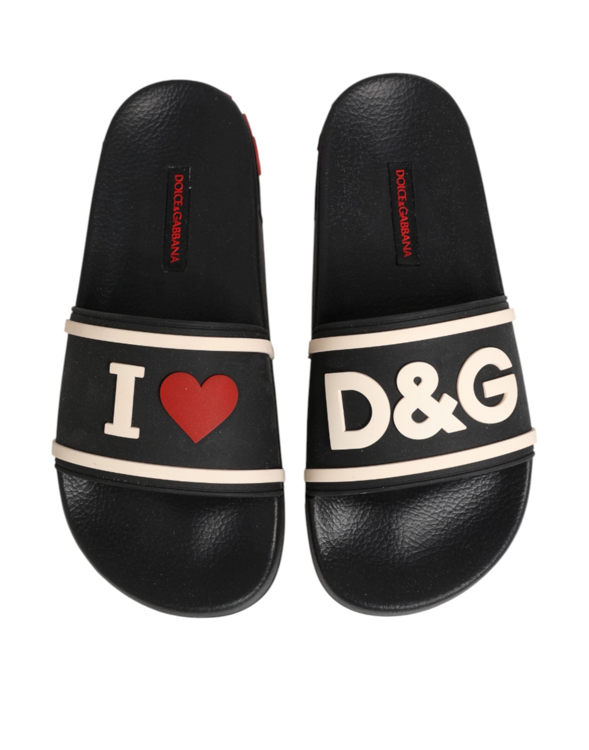 Sandales en caoutchouc noires Dolce & Gabbana pour la plage, chaussures de plage élégantes et confortables.