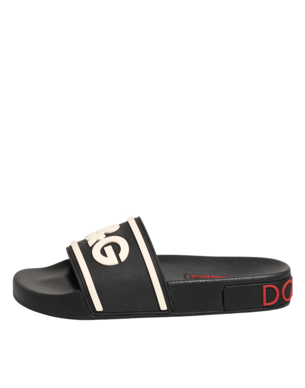 Sandales en caoutchouc noires Dolce & Gabbana pour la plage, chaussures de bain confortables et tendance.