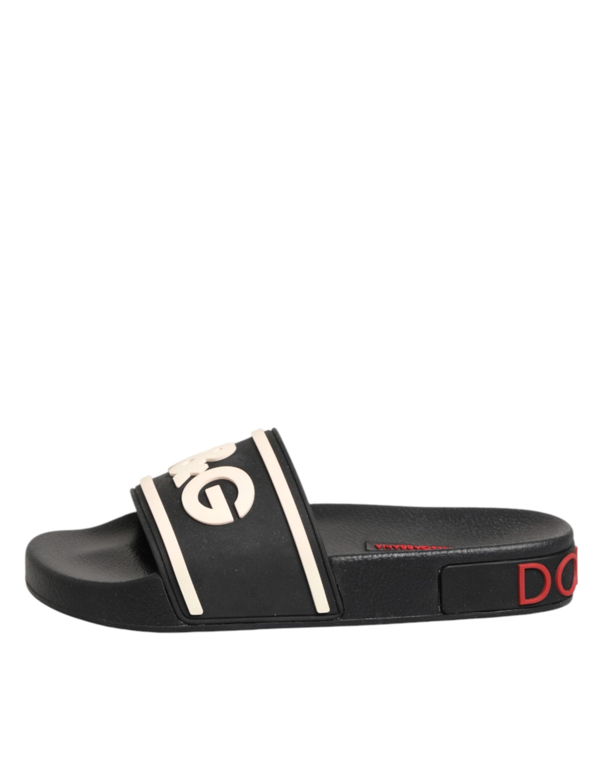 Sandales en caoutchouc noires Dolce & Gabbana pour la plage, chaussures de bain confortables et tendance.